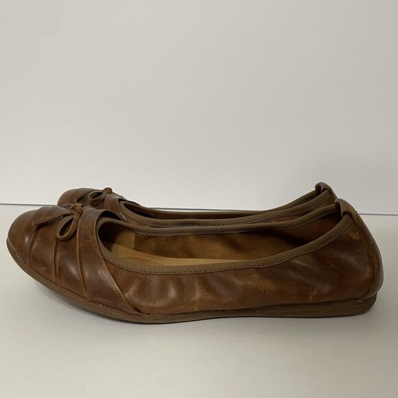 Born Ballet Flats Womens 8.5 39 Brown Leather Slip On Bow Casual Shoes - Picture 4 of 12